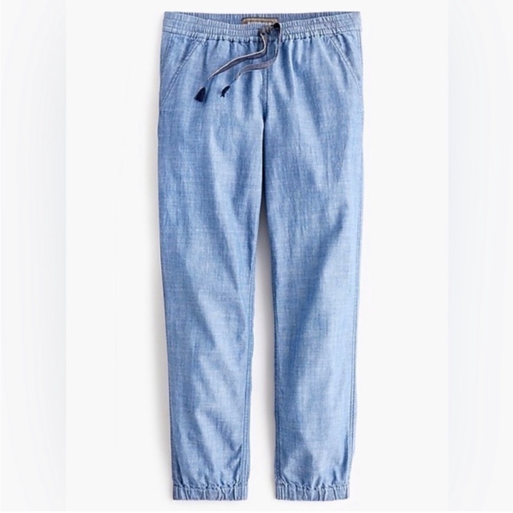 J. Crew Point Sur Seaside Jogger Pant Blue Chambray Cotton sz 2